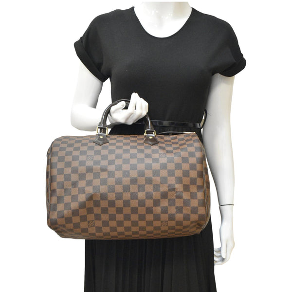 LOUIS VUITTON Speedy 35 Damier Ebene Satchel Bag Brown