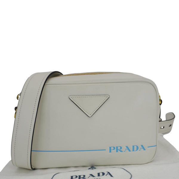 PRADA Mirage Leather Camera Crossbody Bag White