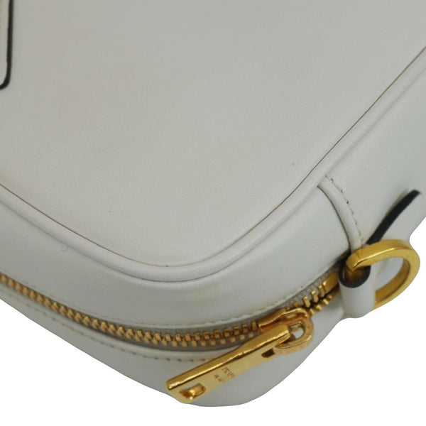 PRADA Mirage Leather Camera Crossbody Bag White