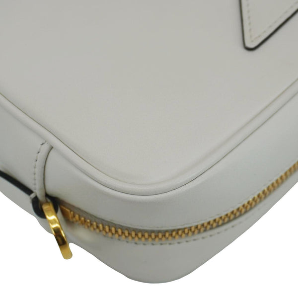 PRADA Mirage Leather Camera Crossbody Bag White