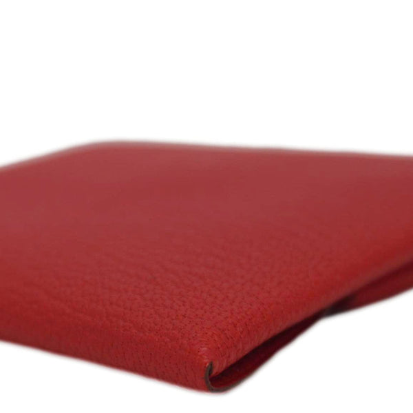 HERMES Calvi Leather Card Holder Red