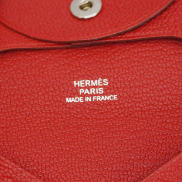 HERMES Calvi Leather Card Holder Red