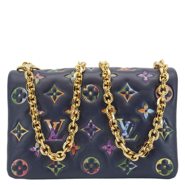 LOUIS VUITTON Coussin Pochette Garden Embossed Leather Crossbody Bag Navy Blue