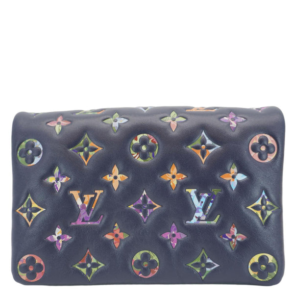 LOUIS VUITTON Coussin Pochette Garden Embossed Leather Crossbody Bag Navy Blue