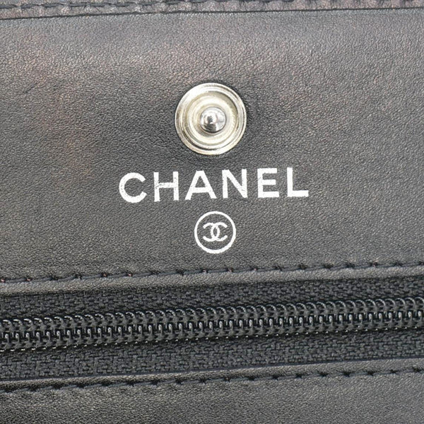 CHANEL Cambon Ligne Wallet On Chain Quilted Leather Clutch Crossbody Bag Black