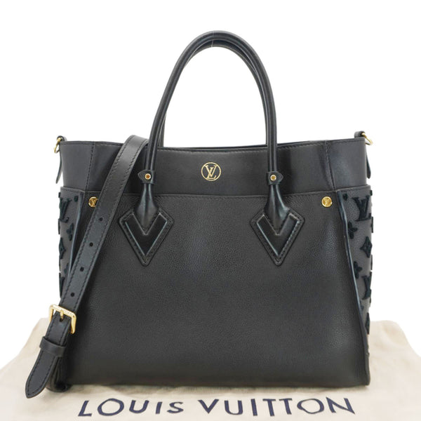 LOUIS VUITTON On My Side MM Monogram Tuffetage Leather Shoulder Bag Black