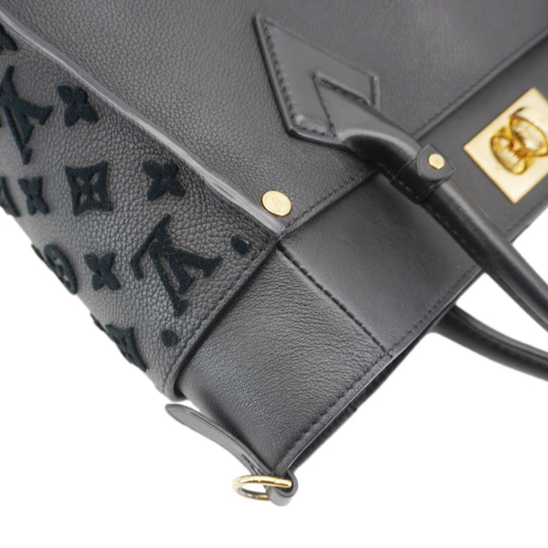 LOUIS VUITTON On My Side MM Monogram Tuffetage Leather Shoulder Bag Black