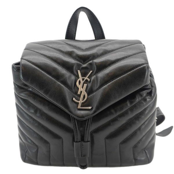 YVES SAINT LAURENT Loulou Small Monogram Calfskin Y Quilted Backpack Black