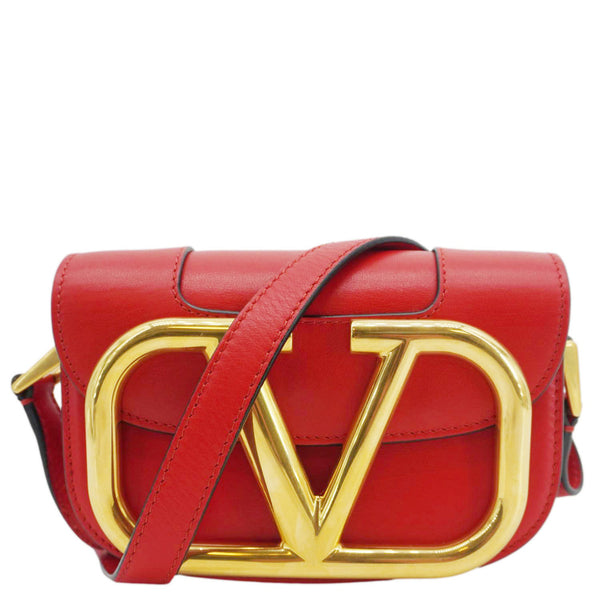 VALENTINO Garavani Supervee Leather Crossbody Bag Red