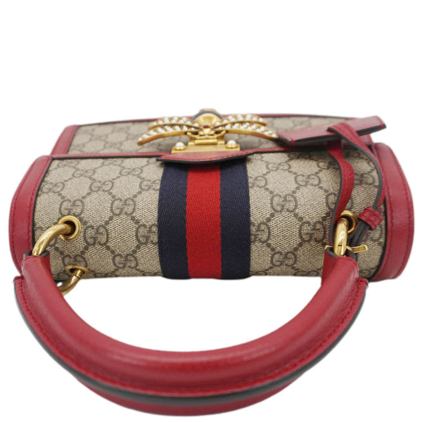 GUCCI Queen Margaret Bee GG Supreme Canvas Shoulder Bag Red 476541