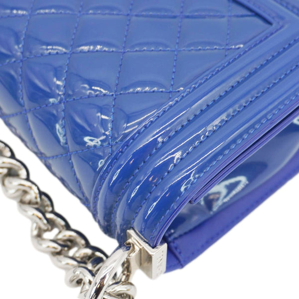 CHANEL Boy Flap Small Plexiglass Patent Leather Crossbody Bag Blue