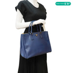 PRADA Galleria Double-Zip Large Saffiano Lux Leather Tote Bag Blue