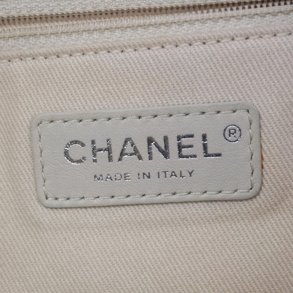 CHANEL Deauville Large Logo printed Canvas Tote Bag Cream