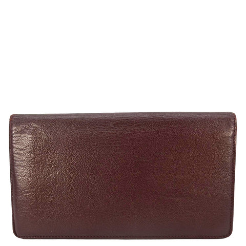 CHANEL Vintage L-Yen Leather Wallet Burgundy