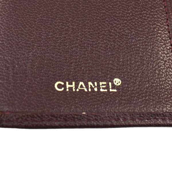 CHANEL Vintage L-Yen Leather Wallet Burgundy