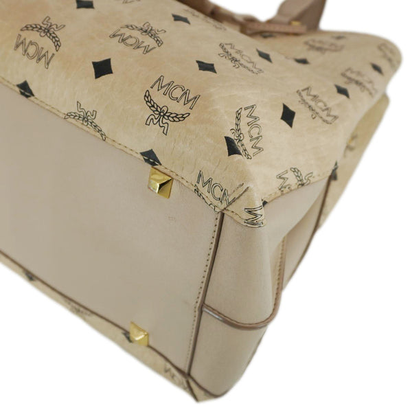 MCM Essential Large Visetos Monogram Print Tote Bag Cream