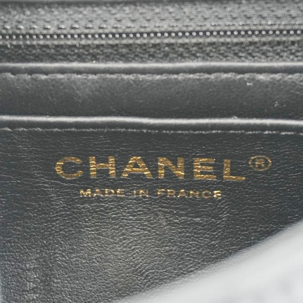 CHANEL Enamel Pearl Charm Me Square Flap Mini Quilted Lambskin Leather Crossbody Bag Black