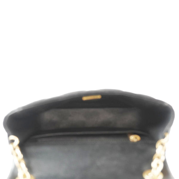 CHANEL Enamel Pearl Charm Me Square Flap Mini Quilted Lambskin Leather Crossbody Bag Black