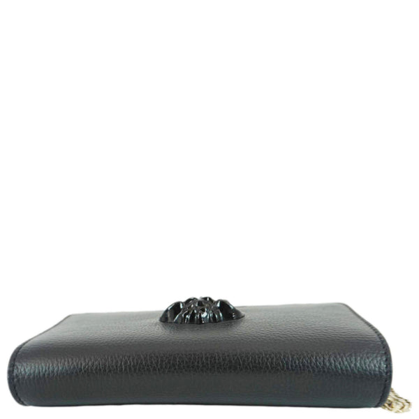 VERSACE Medusa Evening Grained Calfskin Clutch Crossbody Bag Black