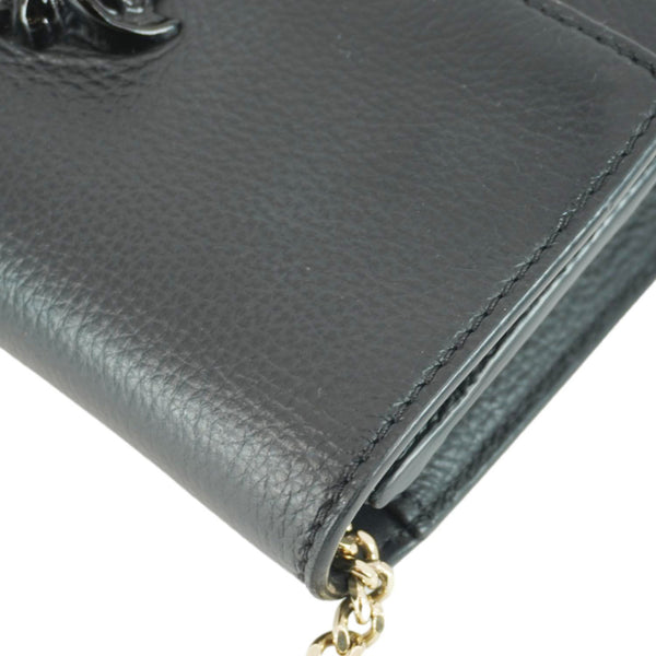 VERSACE Medusa Evening Grained Calfskin Clutch Crossbody Bag Black