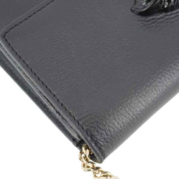 VERSACE Medusa Evening Grained Calfskin Clutch Crossbody Bag Black