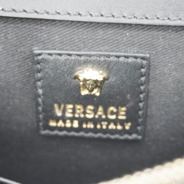 VERSACE Medusa Evening Grained Calfskin Clutch Crossbody Bag Black