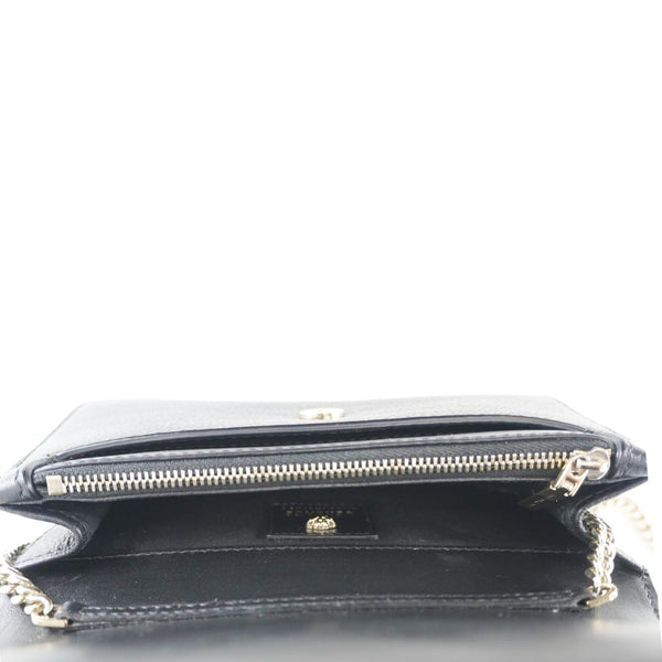 VERSACE Medusa Evening Grained Calfskin Clutch Crossbody Bag Black