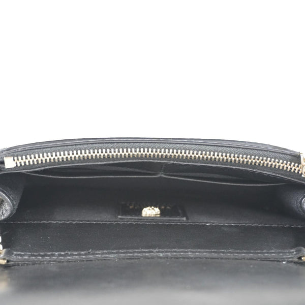 VERSACE Medusa Evening Grained Calfskin Clutch Crossbody Bag Black