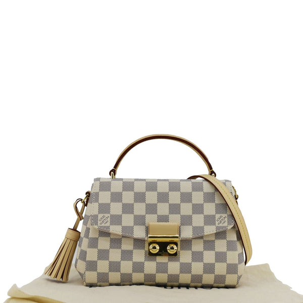 LOUIS VUITTON Croisette Damier Azur Satchel Crossbody Bag Rose Ballerine