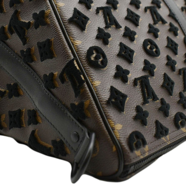 LOUIS VUITTON Keepall Triangle 50 Monogram Tuffetage Travel Bag Black