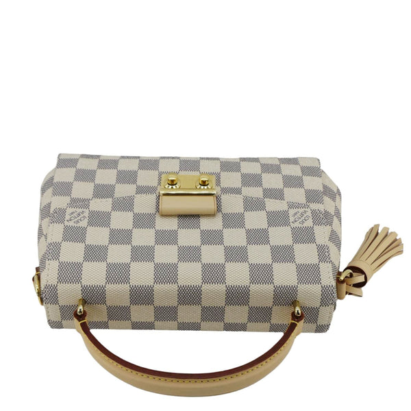 LOUIS VUITTON Croisette Damier Azur Satchel Crossbody Bag Rose Ballerine