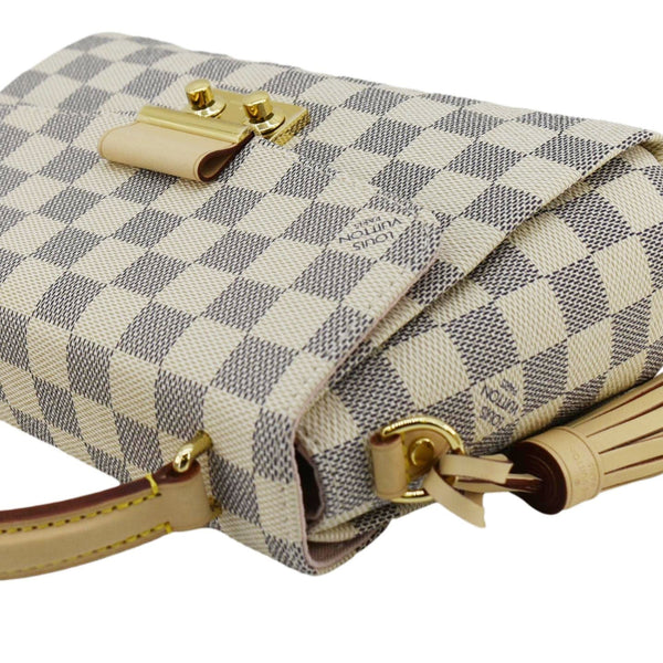 LOUIS VUITTON Croisette Damier Azur Satchel Crossbody Bag Rose Ballerine