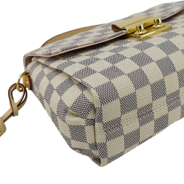 LOUIS VUITTON Croisette Damier Azur Satchel Crossbody Bag Rose Ballerine