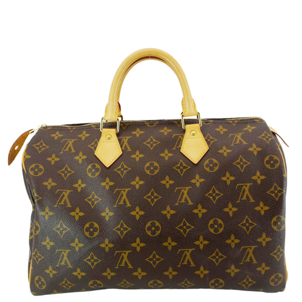 LOUIS VUITTON Speedy 30 Monogram Canvas Satchel Bag Brown