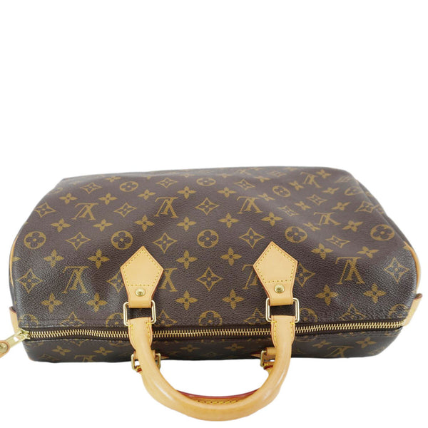 LOUIS VUITTON Speedy 30 Monogram Canvas Satchel Bag Brown