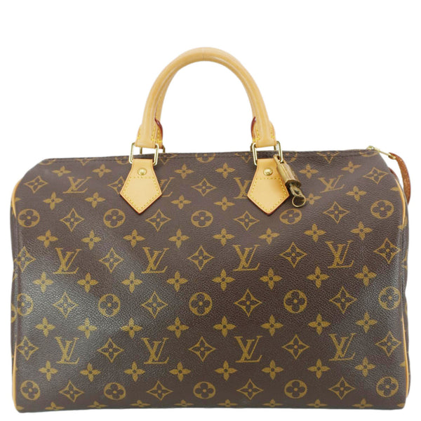 LOUIS VUITTON Speedy 30 Monogram Canvas Satchel Bag Brown