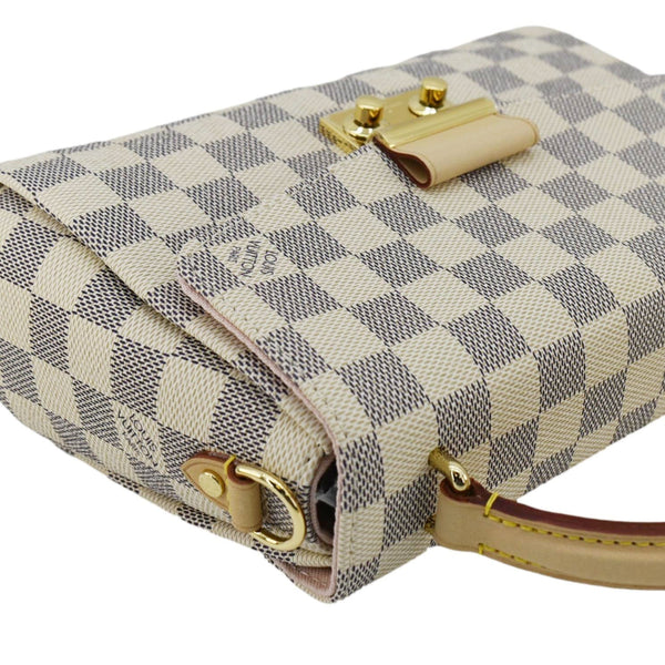 LOUIS VUITTON Croisette Damier Azur Satchel Crossbody Bag Rose Ballerine