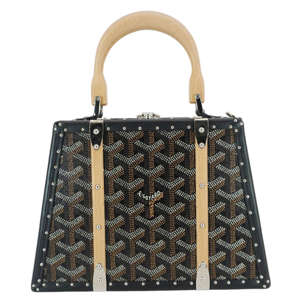 GOYARD Saigon Mini Chevron Print Coated Canvas Top Handle Bag Black