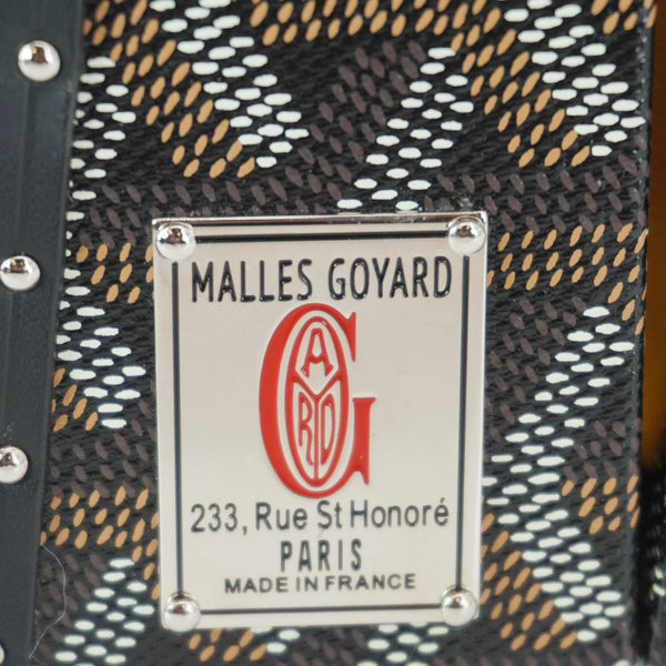 GOYARD Saigon Mini Chevron Print Coated Canvas Top Handle Bag Black