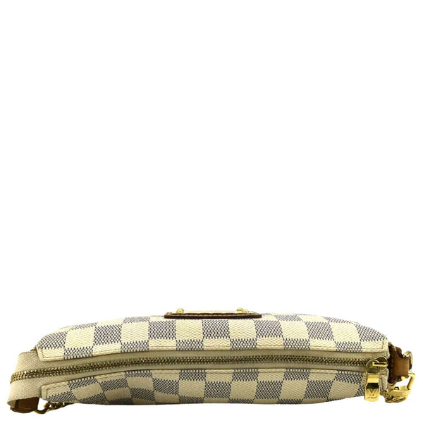 LOUIS VUITTON Pochette Eva Damier Azur Crossbody Clutch Bag White