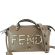 FENDI By The Way Medium Leather Python Print Logo Boston Bag Beige