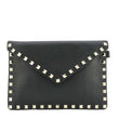 VALENTINO Rockstud V-Flap Leather Wristlet Black