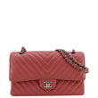 CHANEL Classic Double Flap Chevron Peach Leather Shoulder Bag front look