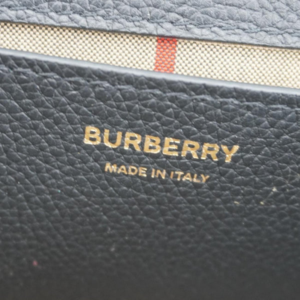 BURBERRY Note Vintage Check Leather Crossbody Bag Black