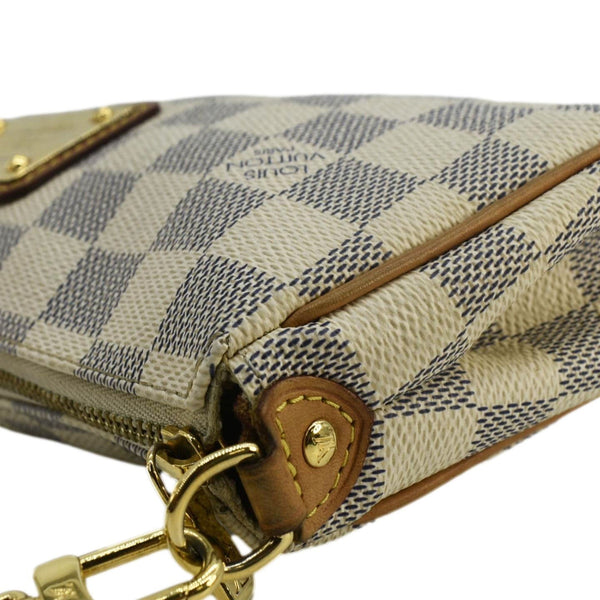 LOUIS VUITTON Pochette Eva Damier Azur Crossbody Clutch Bag White