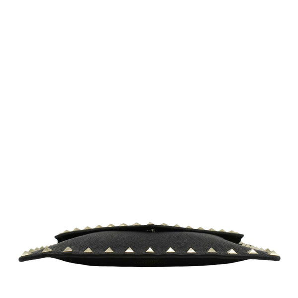 VALENTINO Rockstud V-Flap Leather Wristlet Black