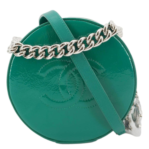 CHANEL Round as Earth Patent Leather Crossbody Bag Green