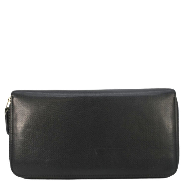 CHANEL Sevruga Leather Zip Around Wallet Black