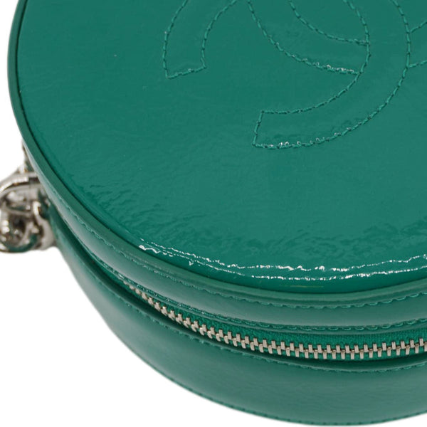 CHANEL Round as Earth Patent Leather Crossbody Bag Green