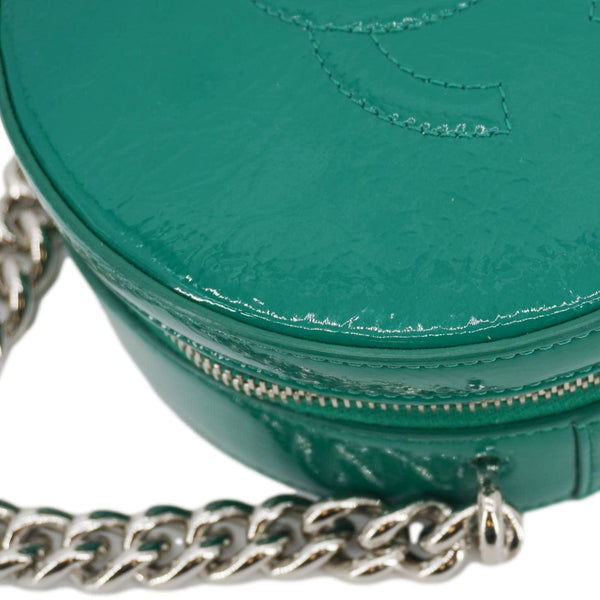 CHANEL Round as Earth Patent Leather Crossbody Bag Green